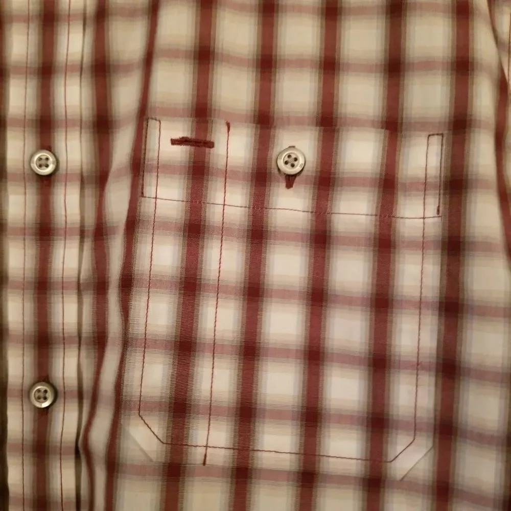 Banana Republic Plaid Button Up Grey Maroon XL
